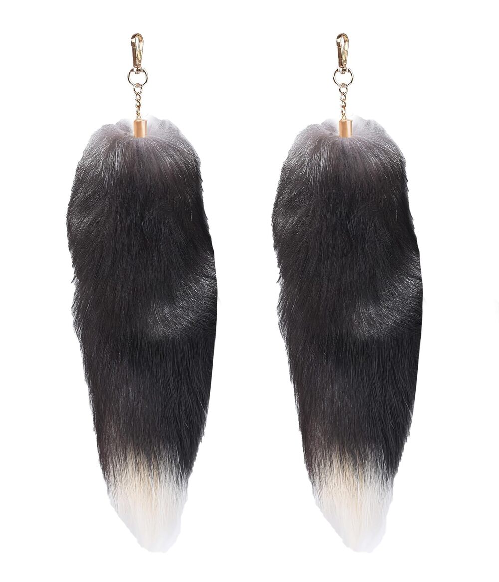 1713 Fluffy Therian Tail Keychain - Soft Fur Realistic Colors Durable